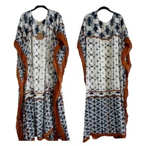 Nalini | Boho Kaftan Blue and Brown Swim Coverup